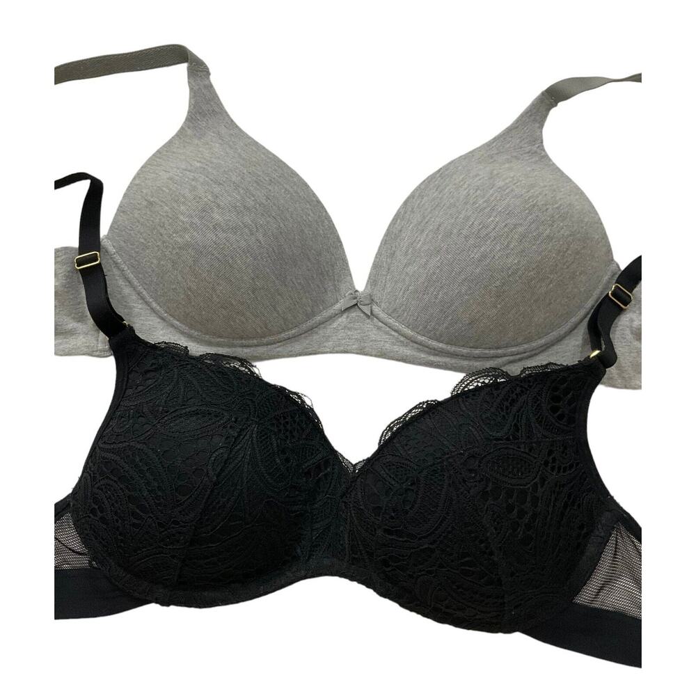 Lot of 2 Warners Lively Women Size 34B Bra Gray Black(10A-3)